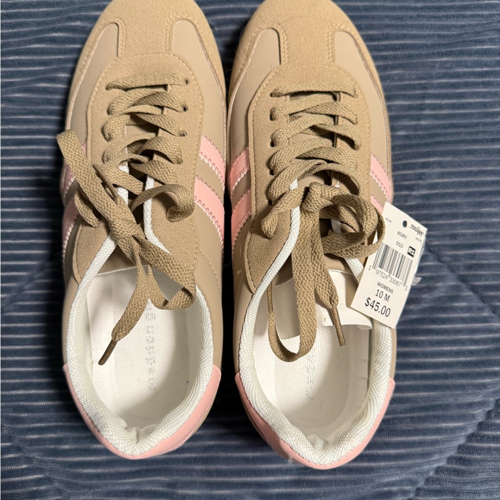 Madden Girl Tan and Pink Sneakers